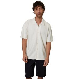Threadbare Mens Antti Relaxed Fit Short-Sleeved Shirt / Ecru